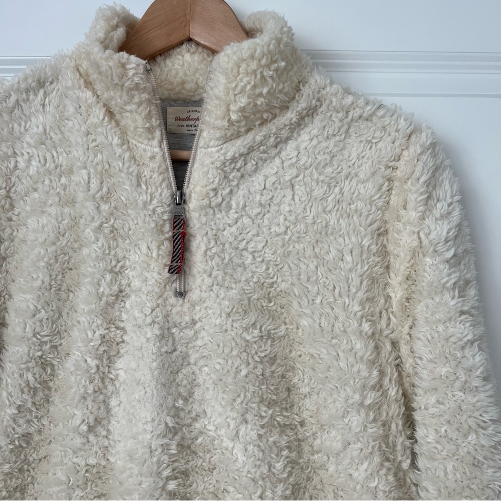 Weatherproof Original Cream 1/4 Zip Pullover Sherpa Sweater Sweatshirt - Size S